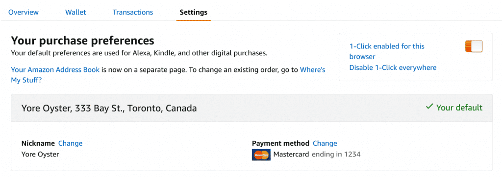 Amazon 1-Click Addresses