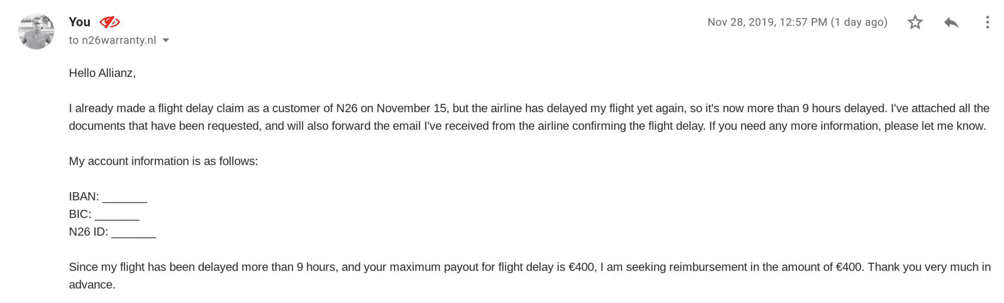 N26 Flight Delay Claim Allianz Insurance Updated