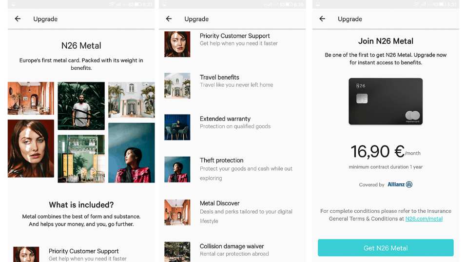N26 Metal App Screenshots