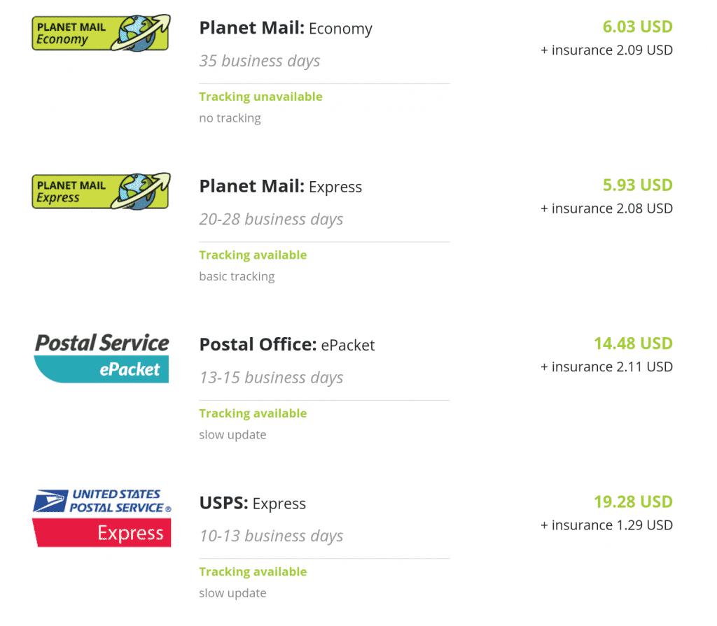 Planet Express Shipping Options Canada